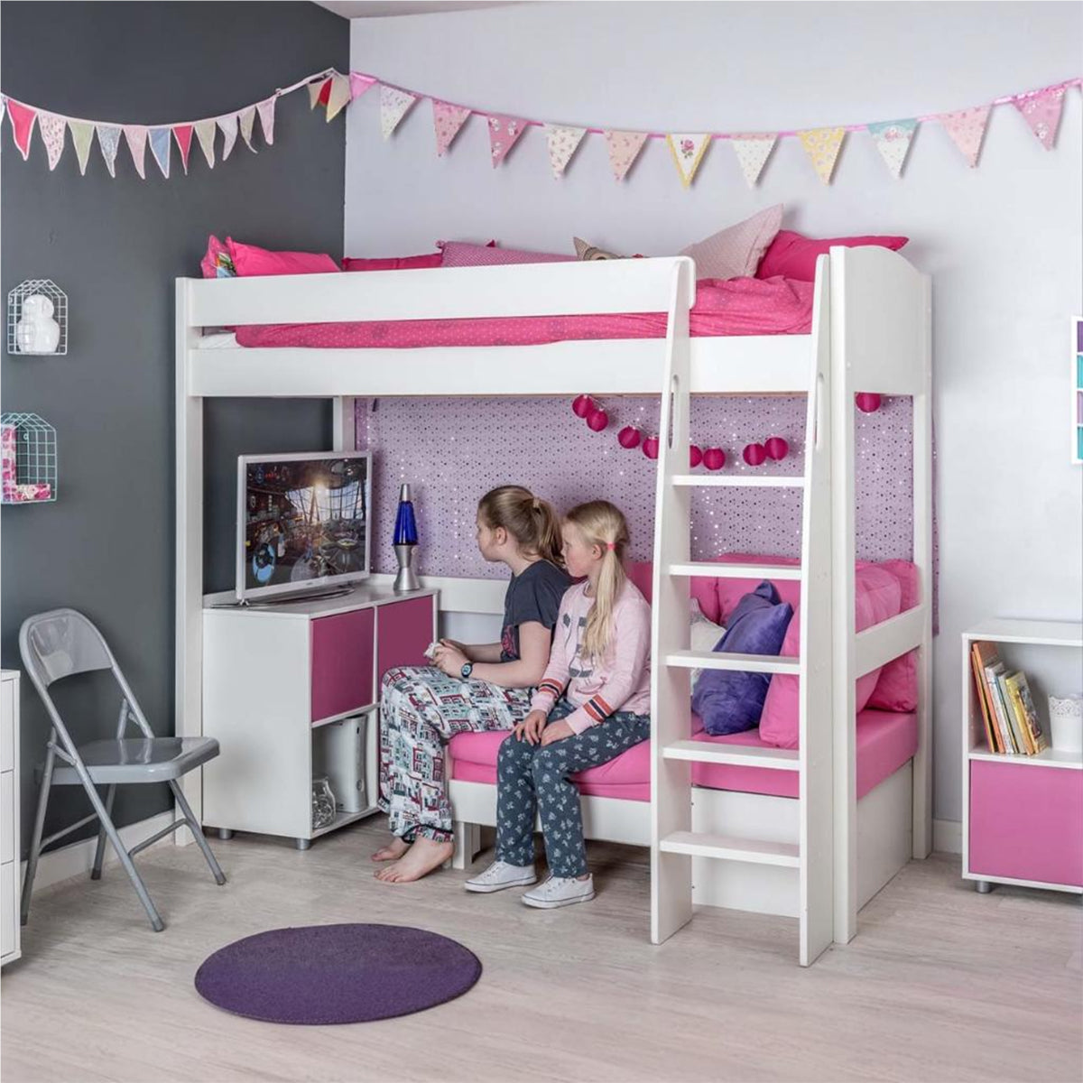 Highsleeper, Sofa, Cube Sofa Pink Choose Door Colour (1 Pair)