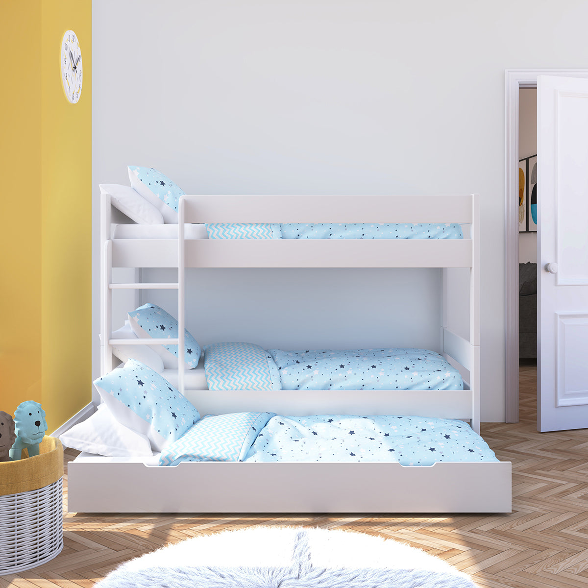 Compact Bunk Bed With Open Trundle White
