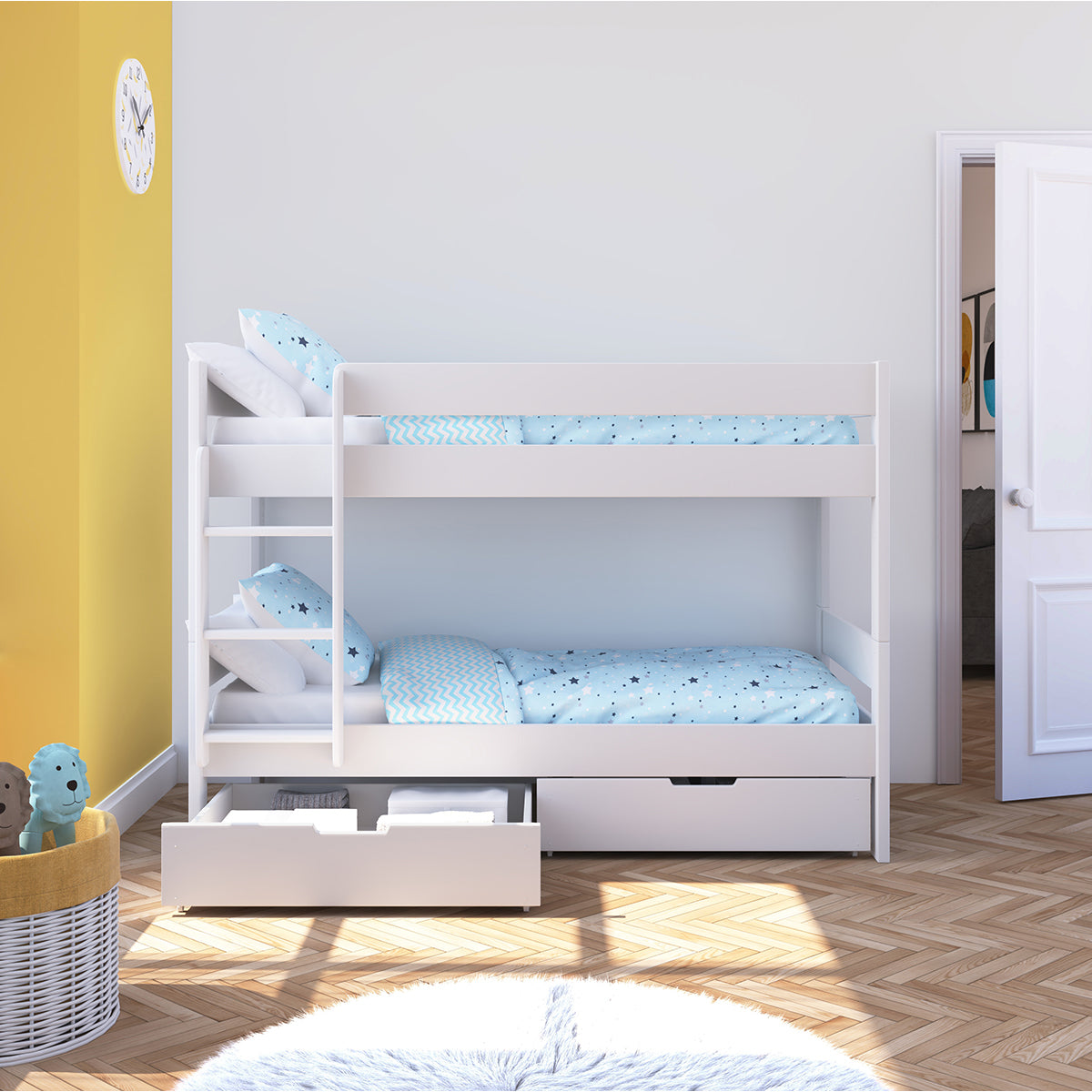 Compact Bunk Bed With A Pair Of Drawers White