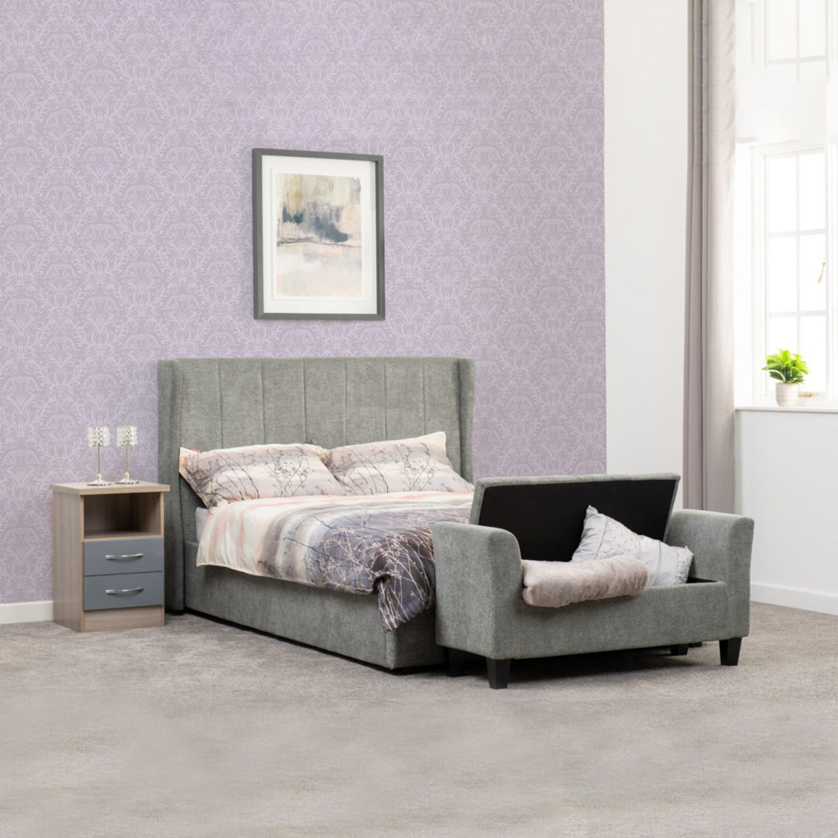 Amelia Plus 5FT Storage Bed - Dark Grey Fabric