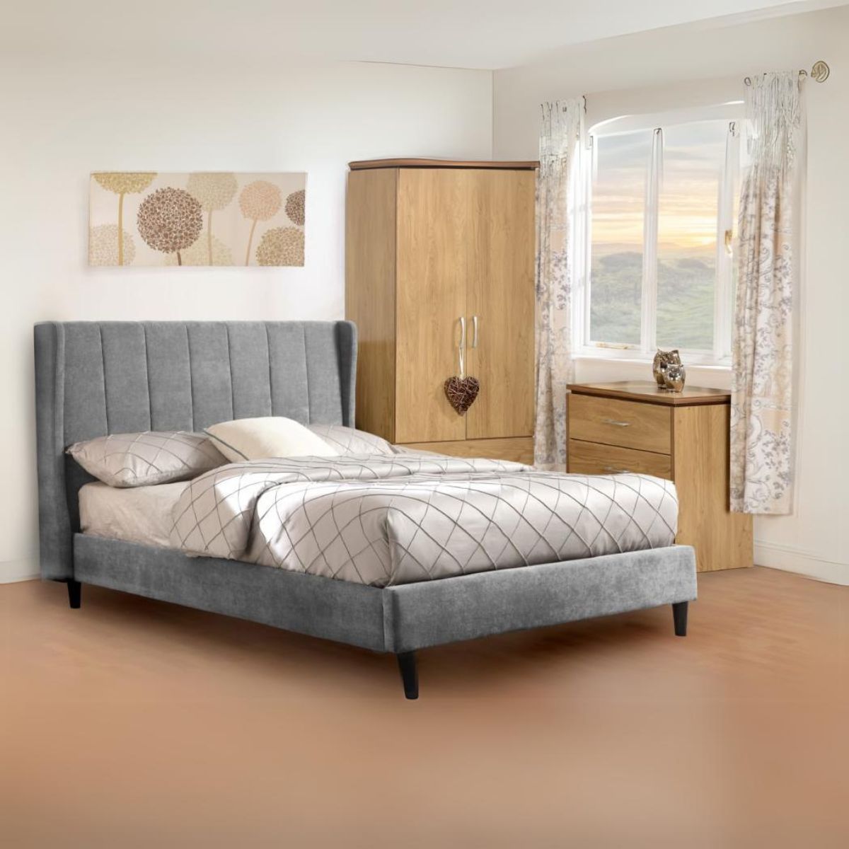 Amelia 4FT6 Bed - Dark Grey Fabric