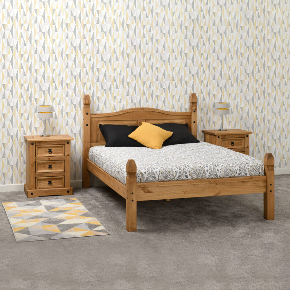 Corona 4FT6 Bed Low Foot End - Distressed Waxed Pine