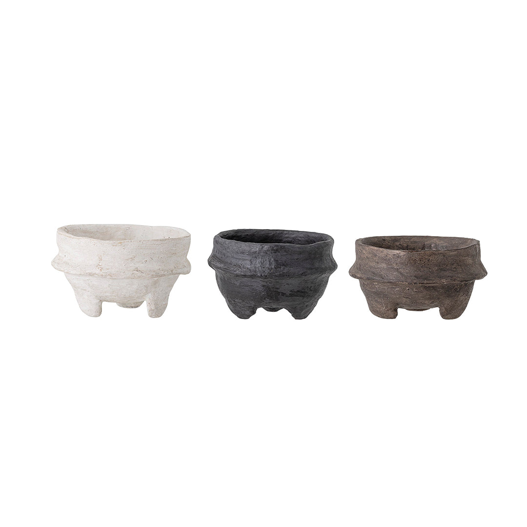 Asbjorn Deco Bowl White Paper Mache Set of 3