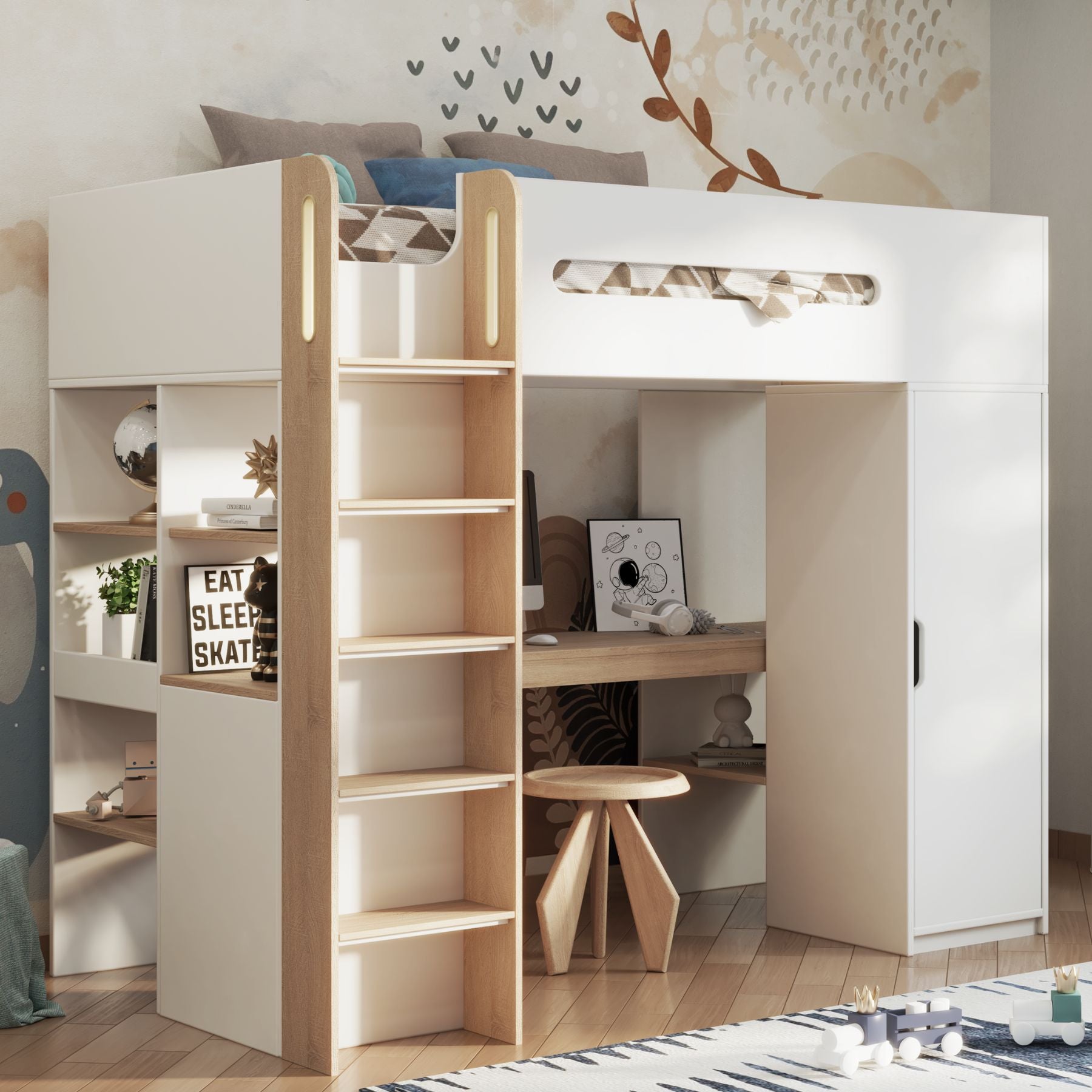 Babyfair High Sleeper With Wardrobe & Desk