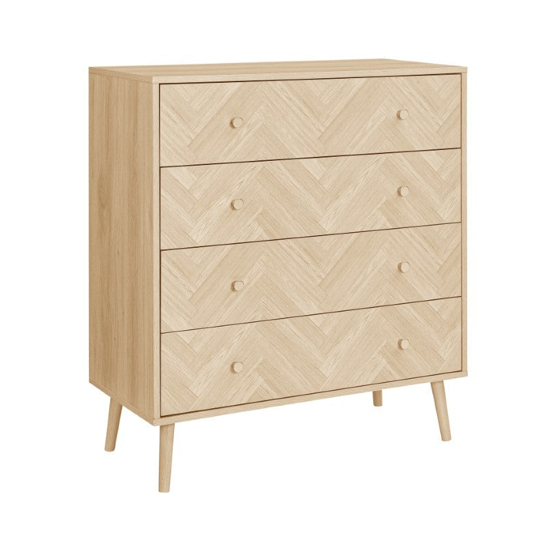 Herringford 4 Drawer Bedside Oak