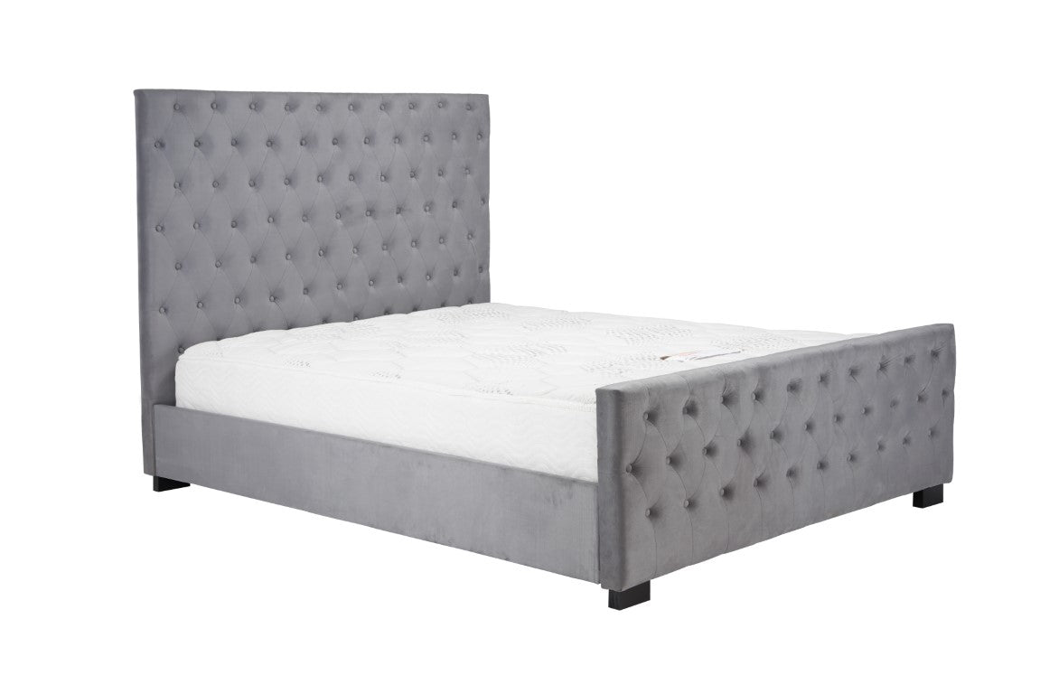 Marquis Fabric Bed Grey Velvet