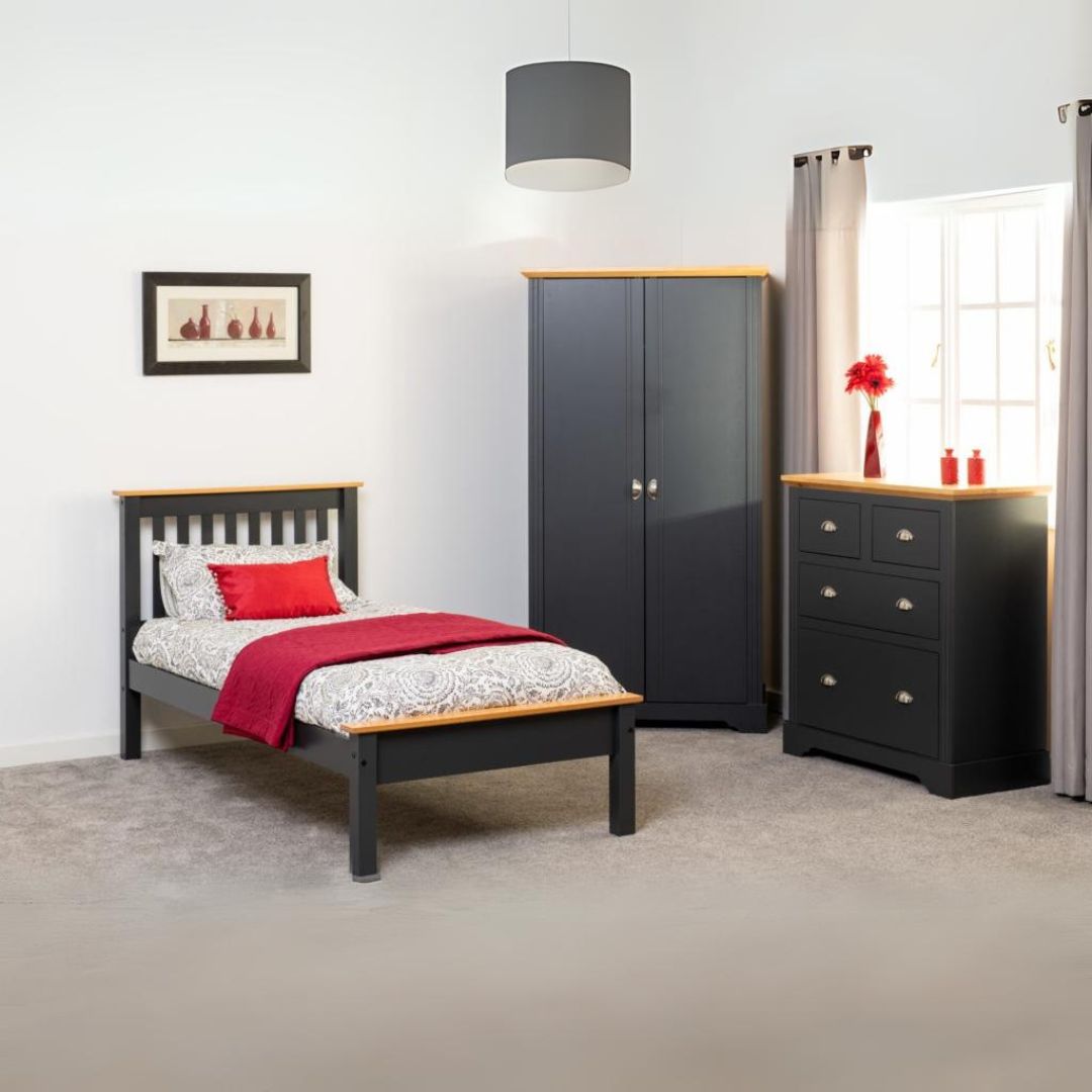 Monaco 3FT Bed Low Foot End - Grey/Oak Effect Home Done