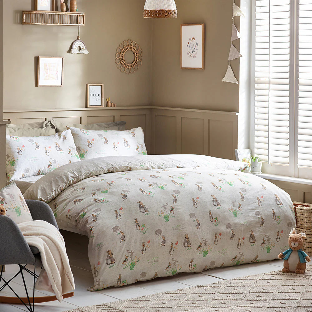 Classic Peter Rabbit™ 100% Cotton Duvet Cover Set Natural - Single