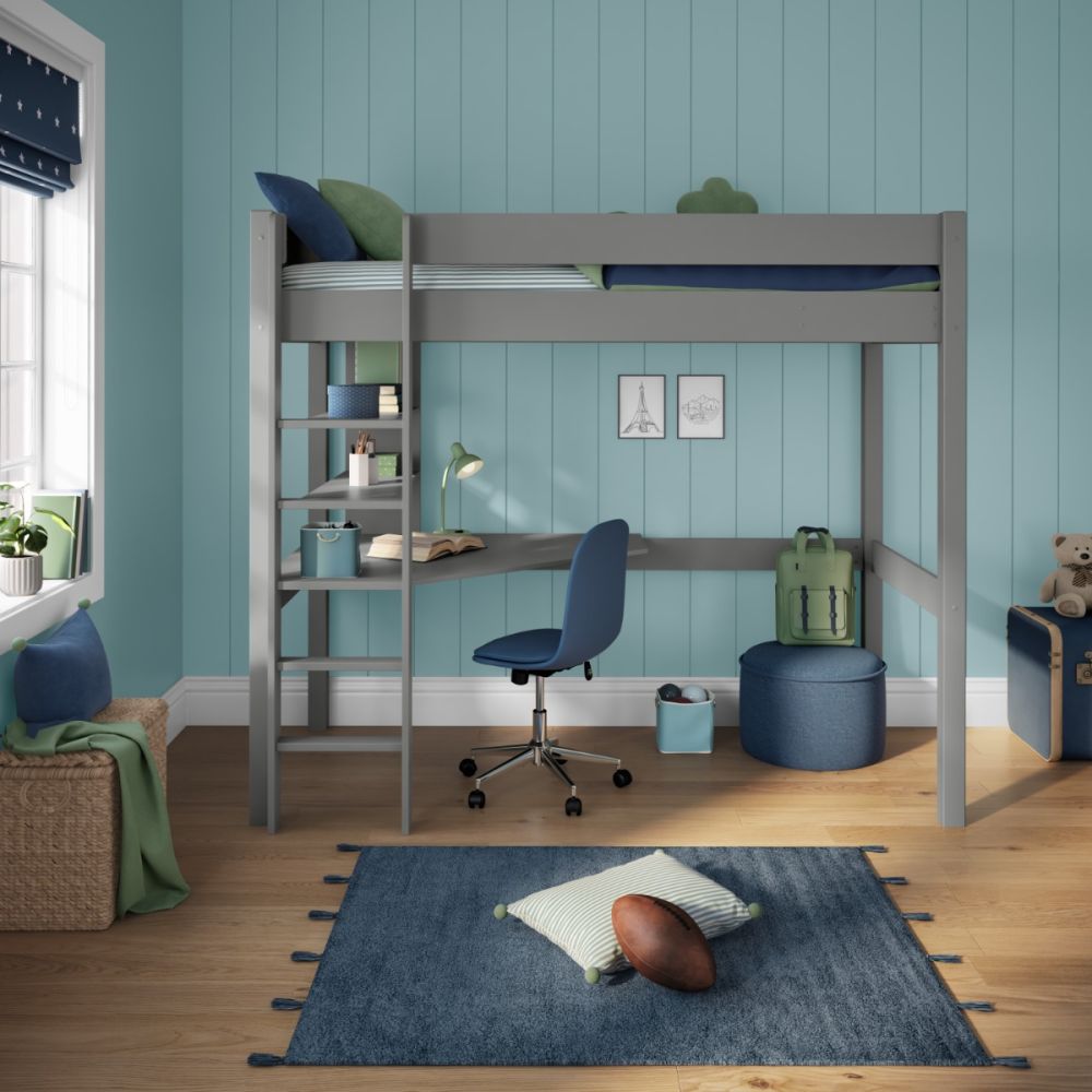 New Classic Highsleeper With Integrated Desk And Shelving Grey