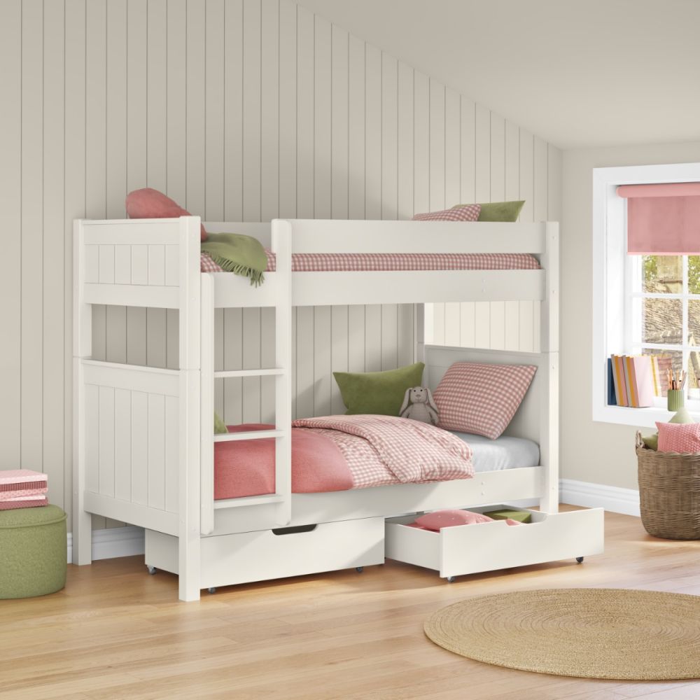 New Classic Bunk Bed With A Pair Of Drawers White