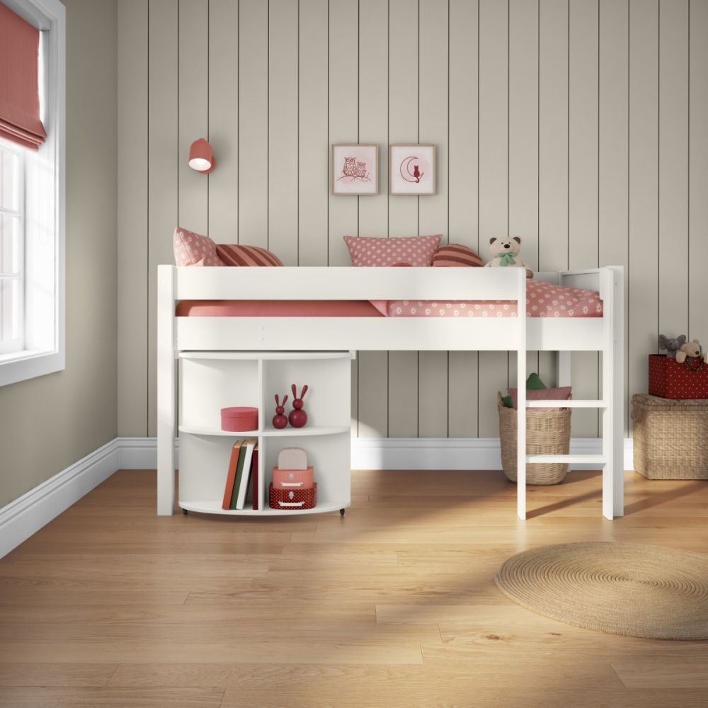 New Classic Midsleeper With Pull Out Desk White