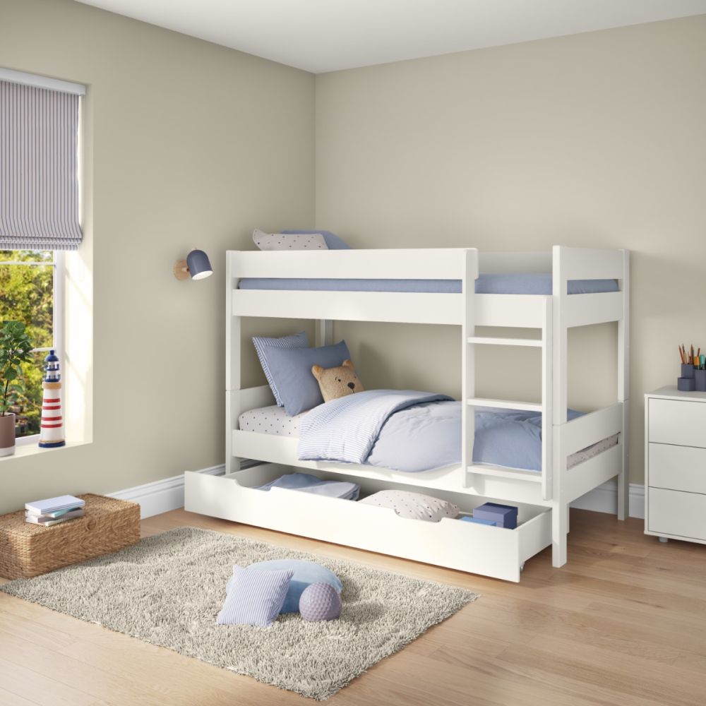 Compact Bunk Bed With Trundle Drawer White