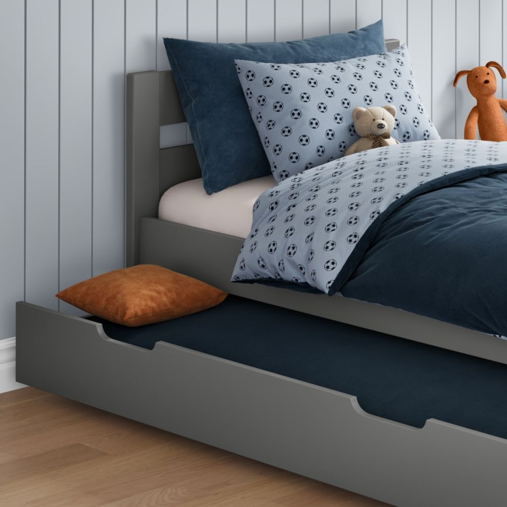 Compact Bunk Bed With Trundle Drawer Grey