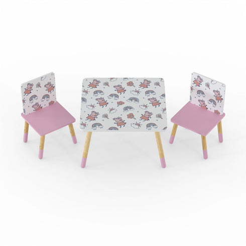 Kidsaw Peppa Pig Table & 2 Chairs - Pattern