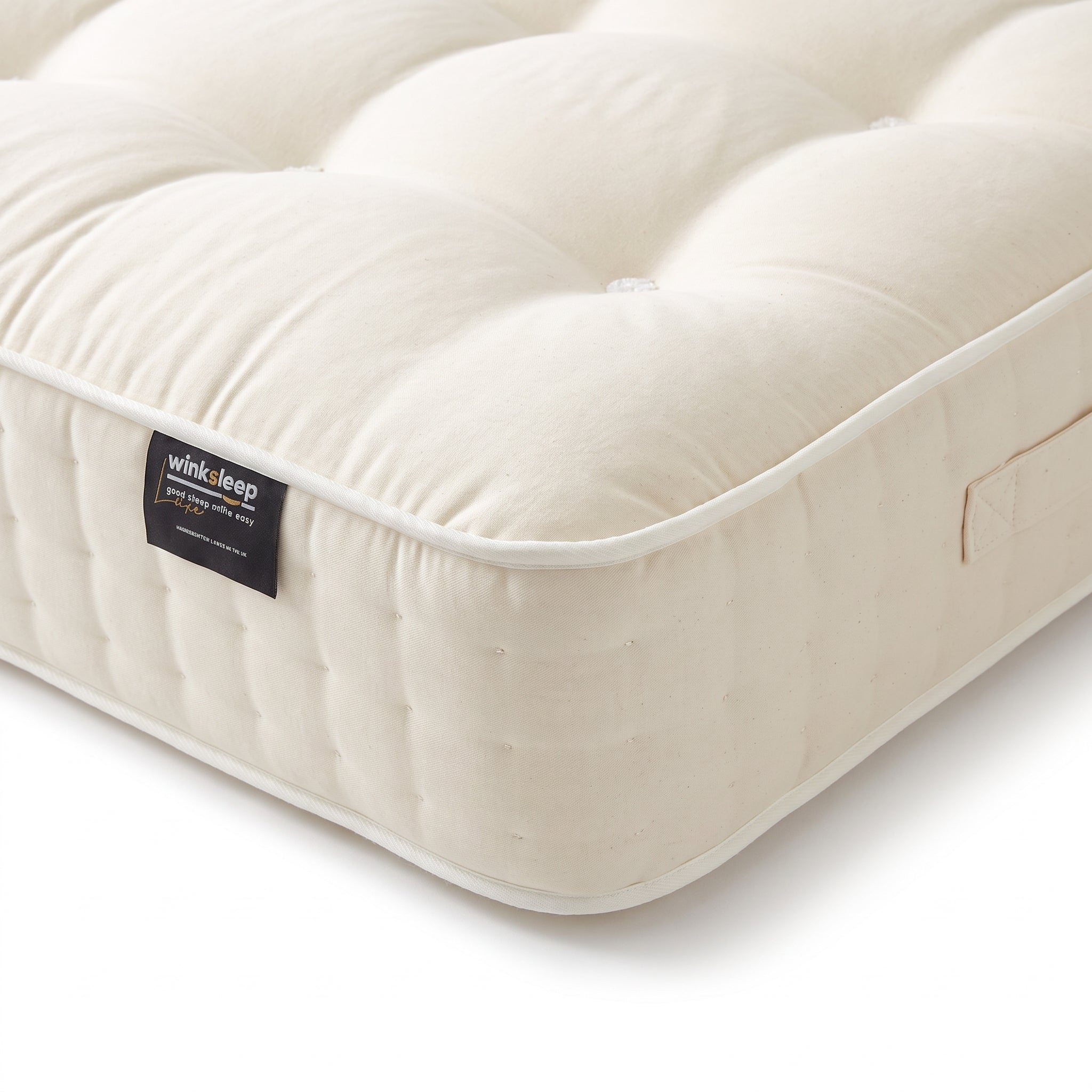 WinkSleep LUXE Heritage Natural 1500 Mattress – 25cm Deep, Adaptive Core™ Pocket Springs with Wool, Silk, Cashmere & Cotton
