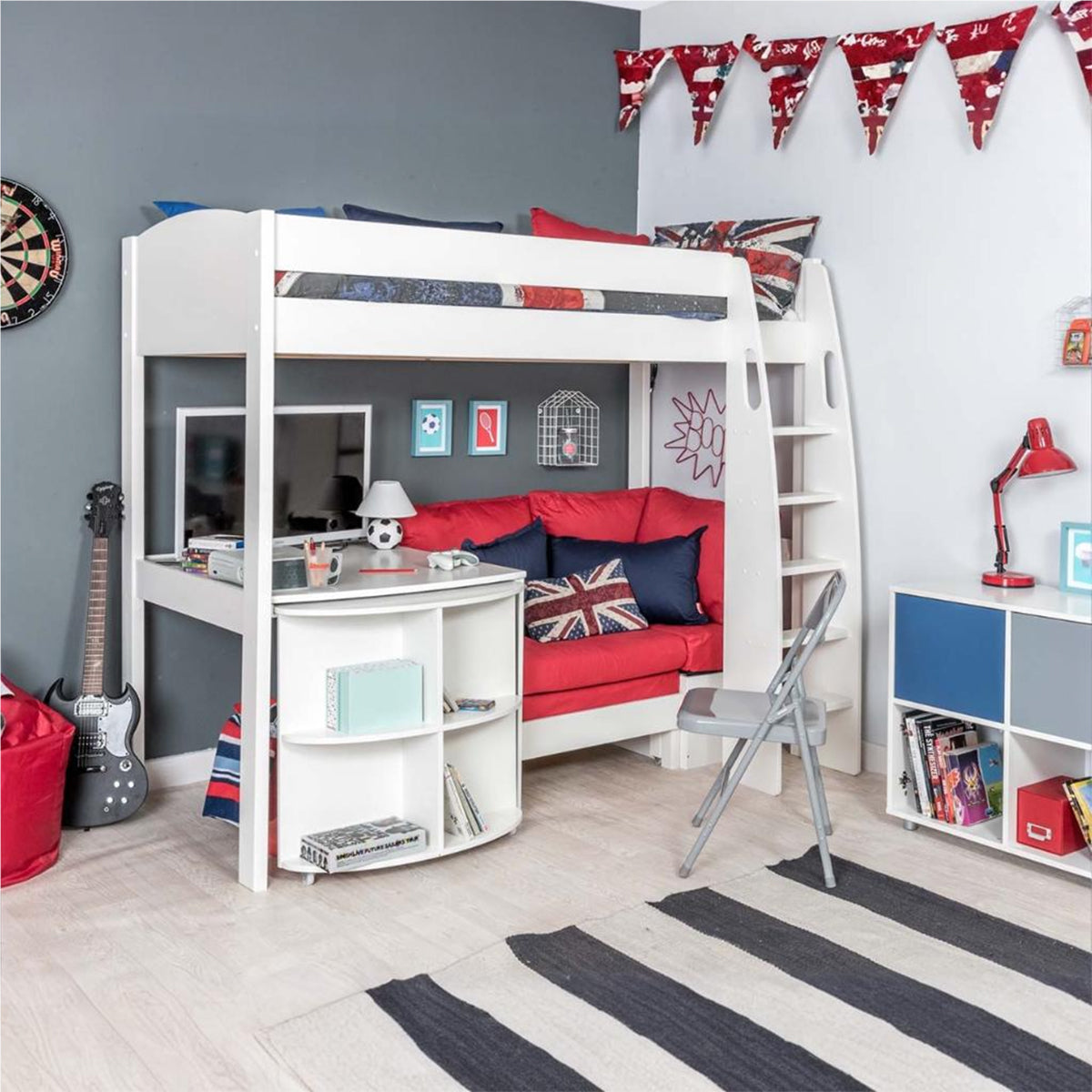 Highsleeper, Sofa, Fixed Desk, POD Sofa Red