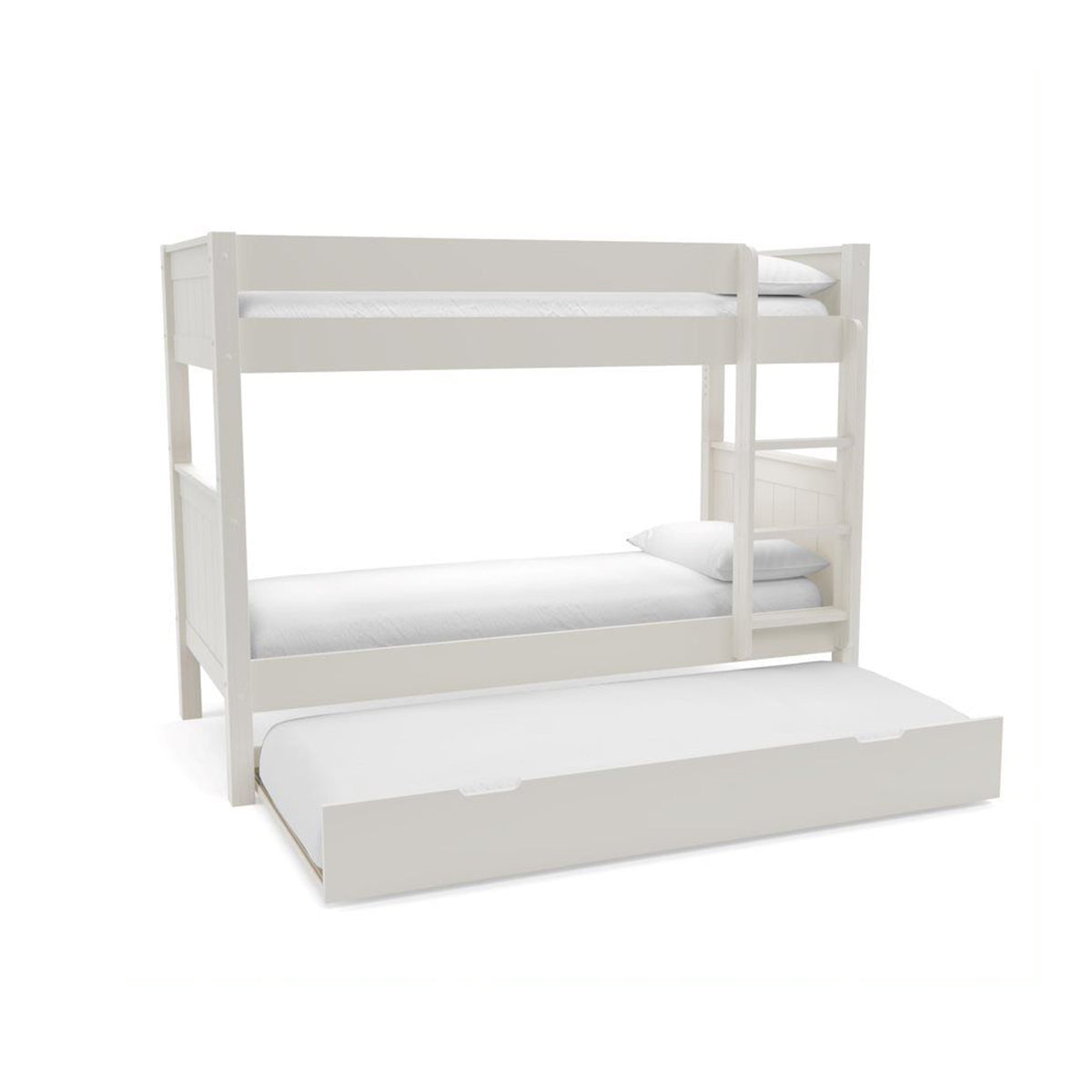 New Classic Bunk Bed With Open Trundle White