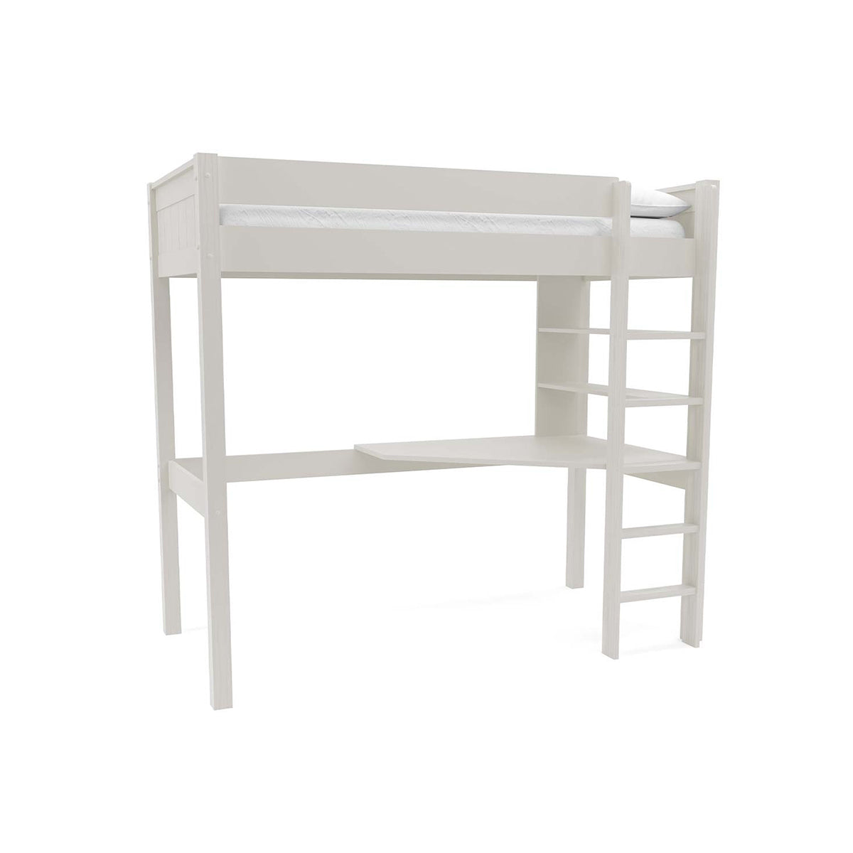 New Classic Highsleeper With Integrated Desk And Shelving White