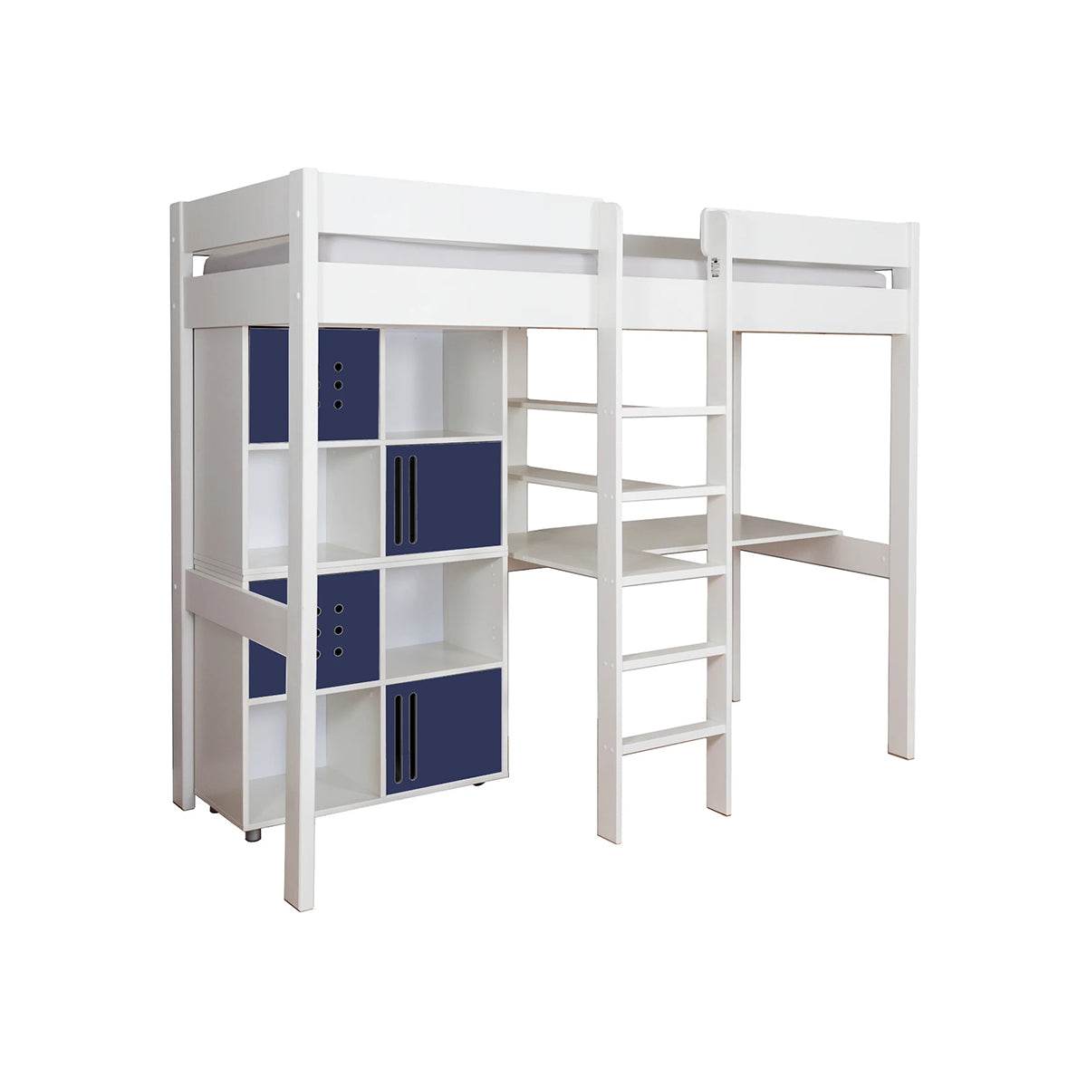 Stompa Duo Highsleeper And Two Cube Units Each With A Pair Of Blue Doors