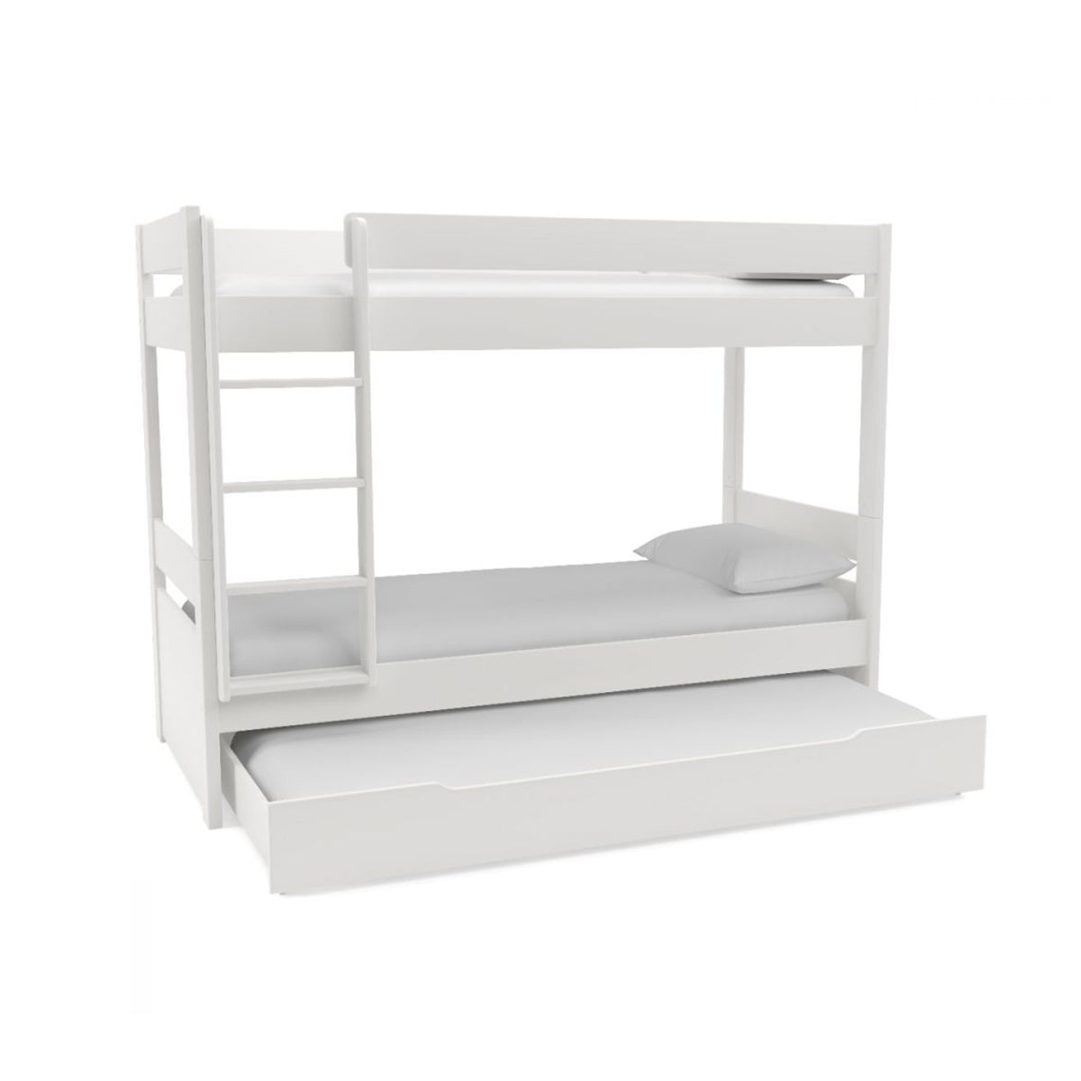 Uno White Bunk Bed With Trundle Drawer
