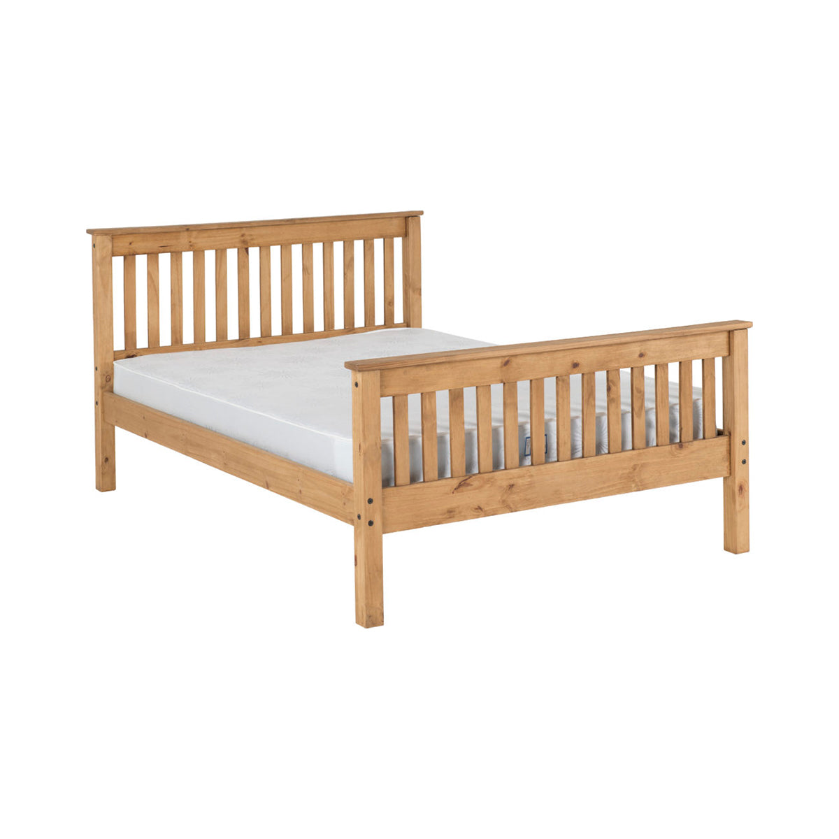 Monaco 4FT6 Bed High Foot End - Distressed Waxed Pine