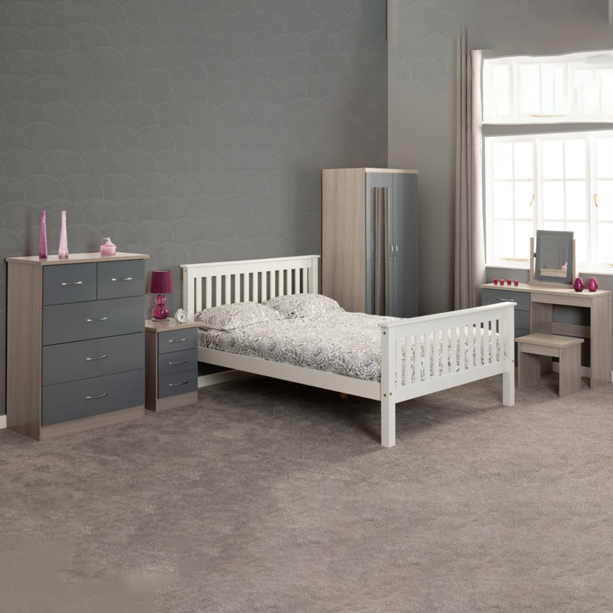 Monaco 5FT Bed High Foot End - White