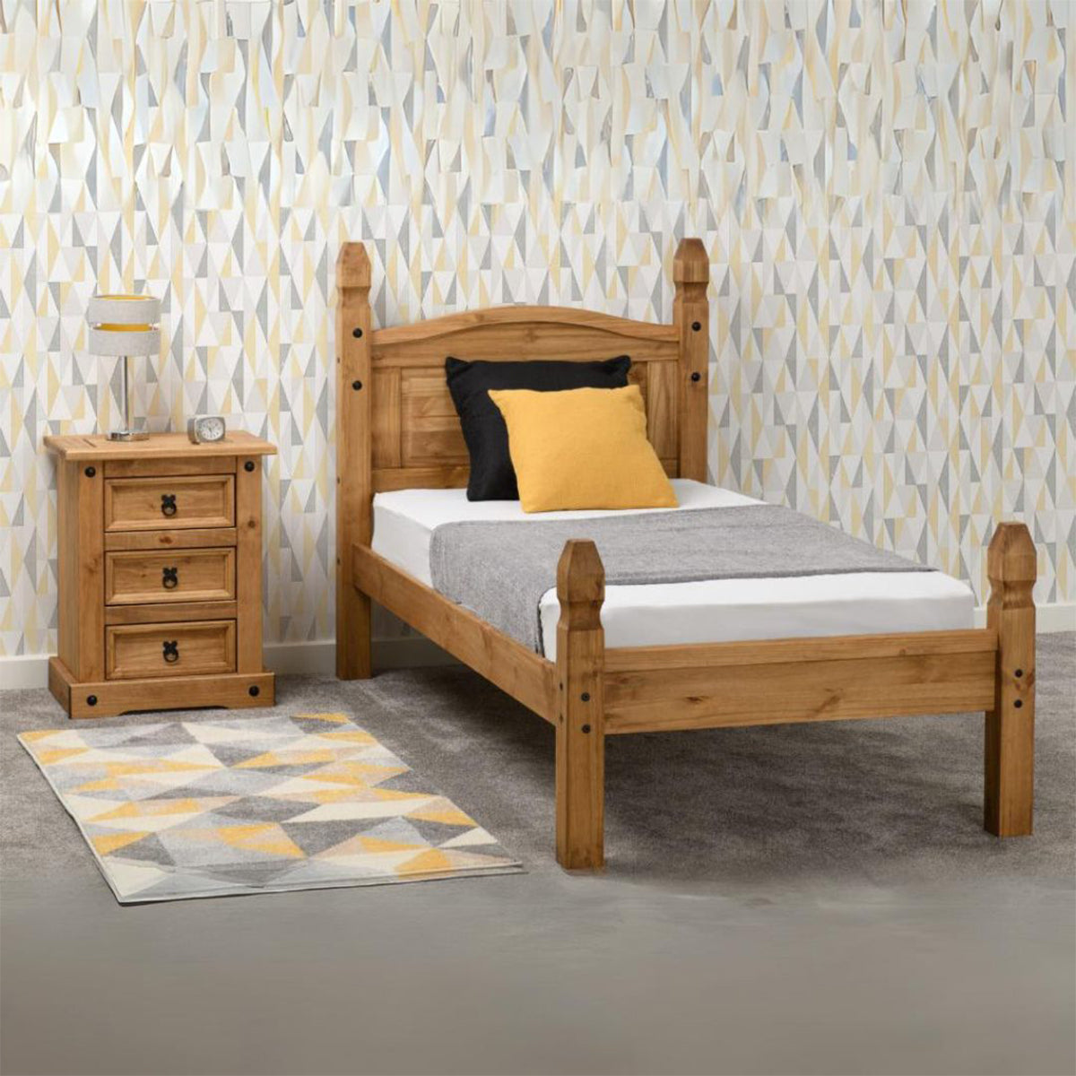 Corona 3FT Bed Low Foot End - Distressed Waxed Pine