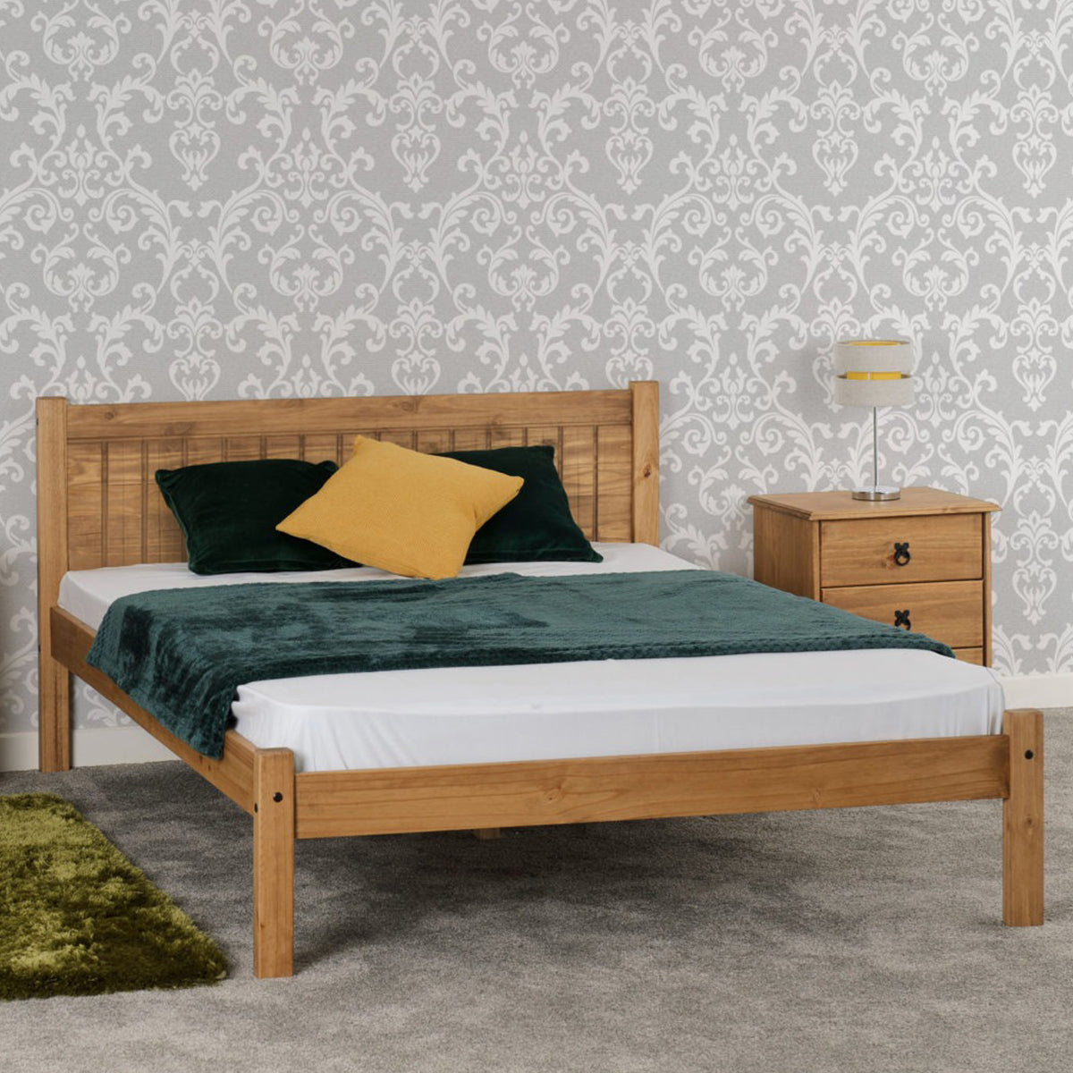 Maya 4FT Bed - Distressed Waxed Pine