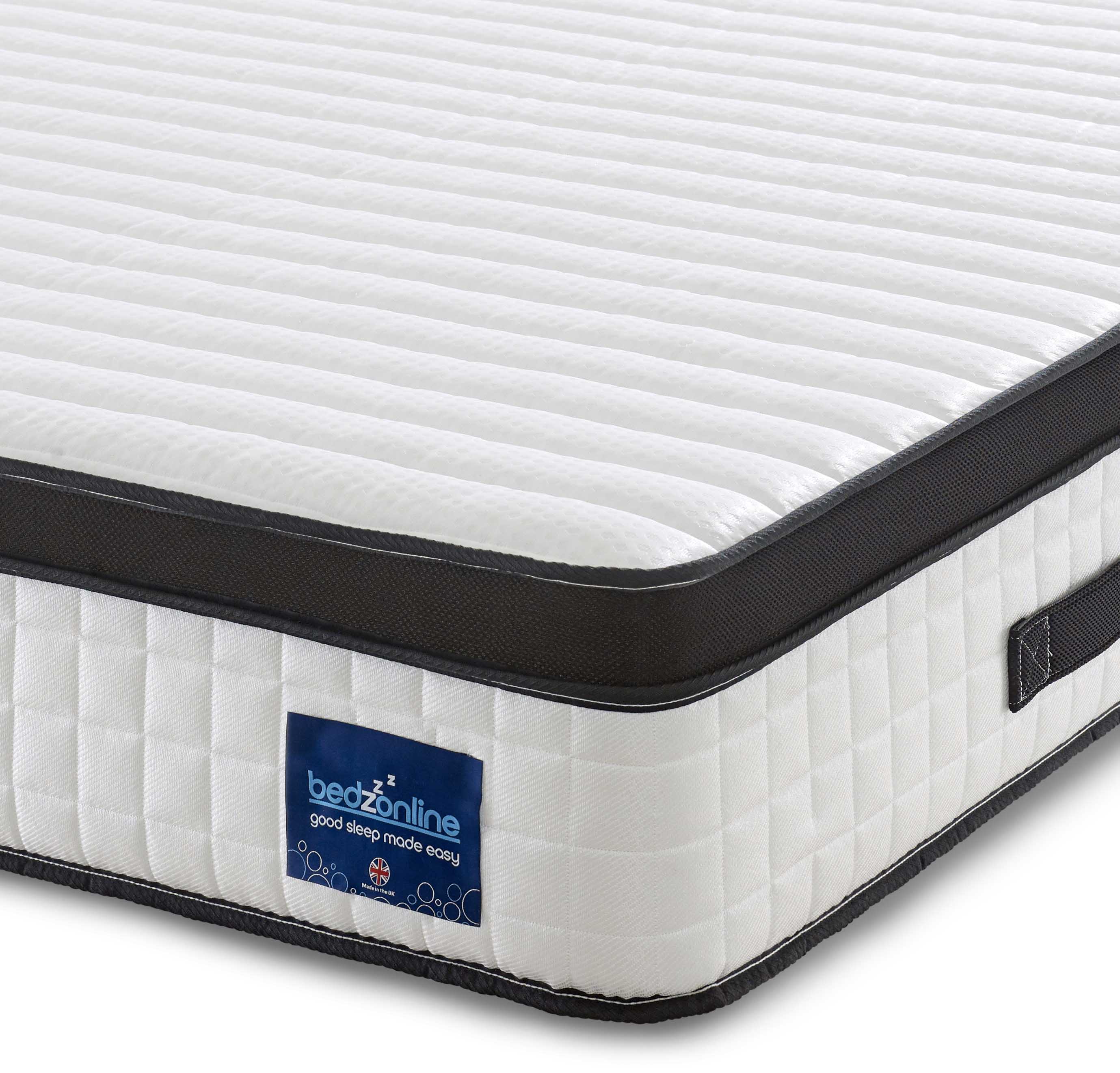 BedzOnline Memory Foam Mattress Pocket Sprung Mattress with 3D Breathable Knitted Fabric and Airy Mesh