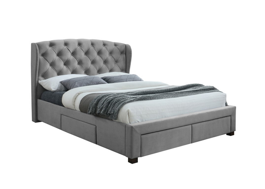 Hope Fabric Bed Grey Velvet
