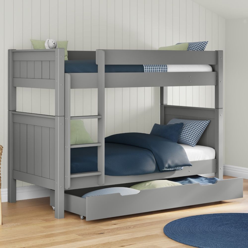 New Classic Bunk Bed With Open Trundle Grey