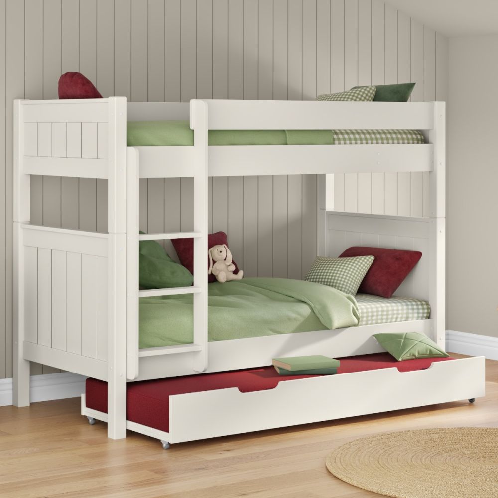 New Classic Bunk Bed With Open Trundle White