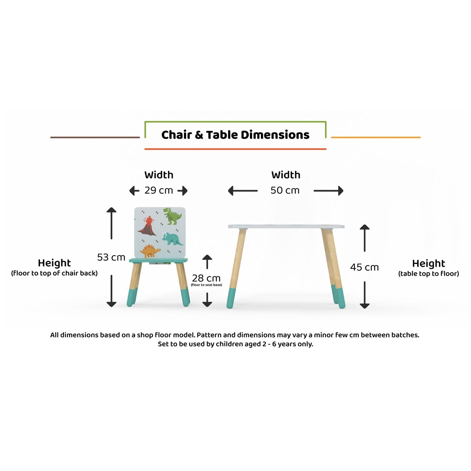 Kidsaw Dinosaur Table & 2 Chairs - Pattern