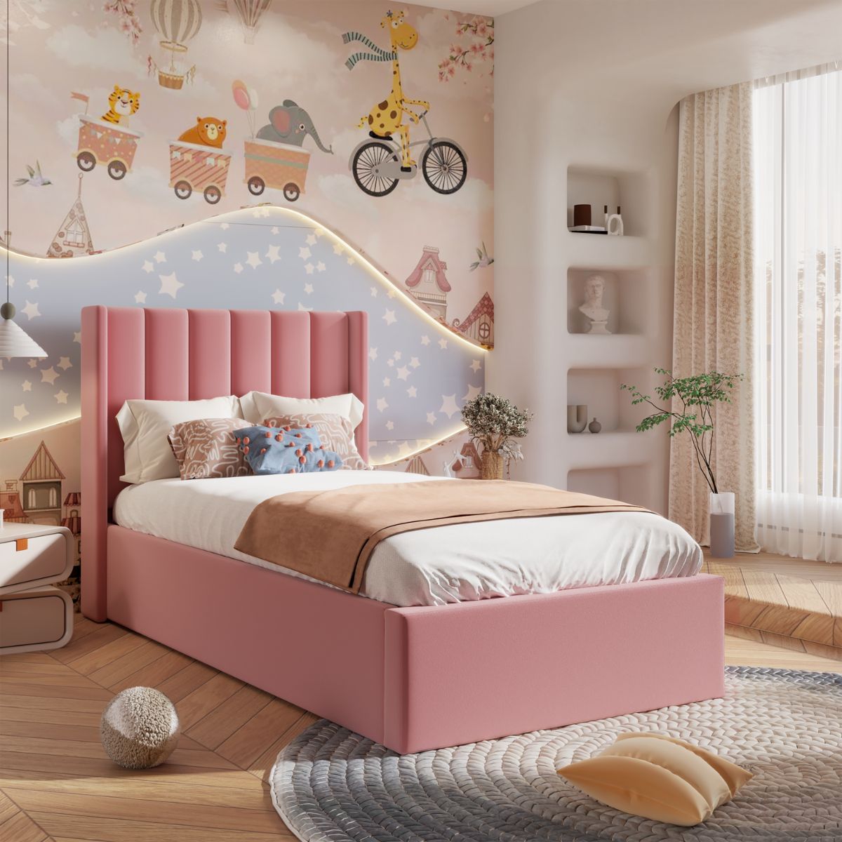 Single (3ft) / Plush Velvet Pink
