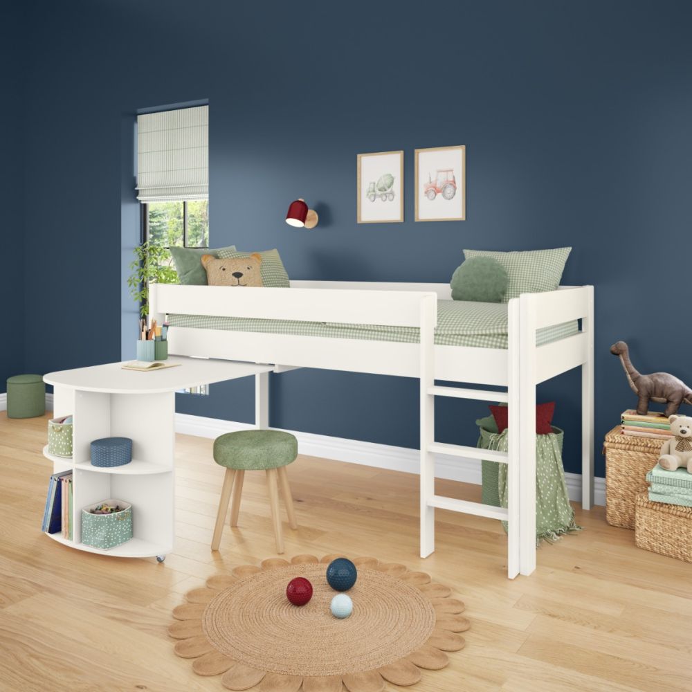 Uno White Midsleeper With Pull Out Desk